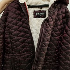Steve Madden Womens quilted coat with hood, 3/4 length, size 2X, NEW with Tags